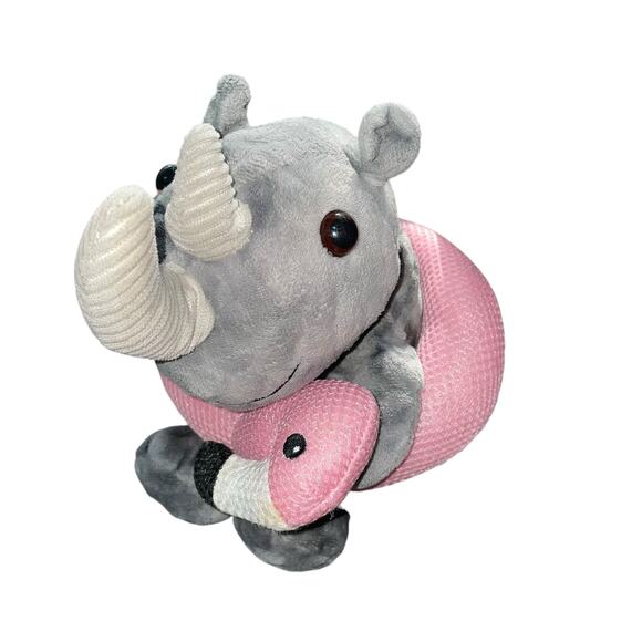 Walmart Plush Rhino Swimming Flamingo Stuffed Animal Way To Celebrate Summer 12" - Picture 4 of 9